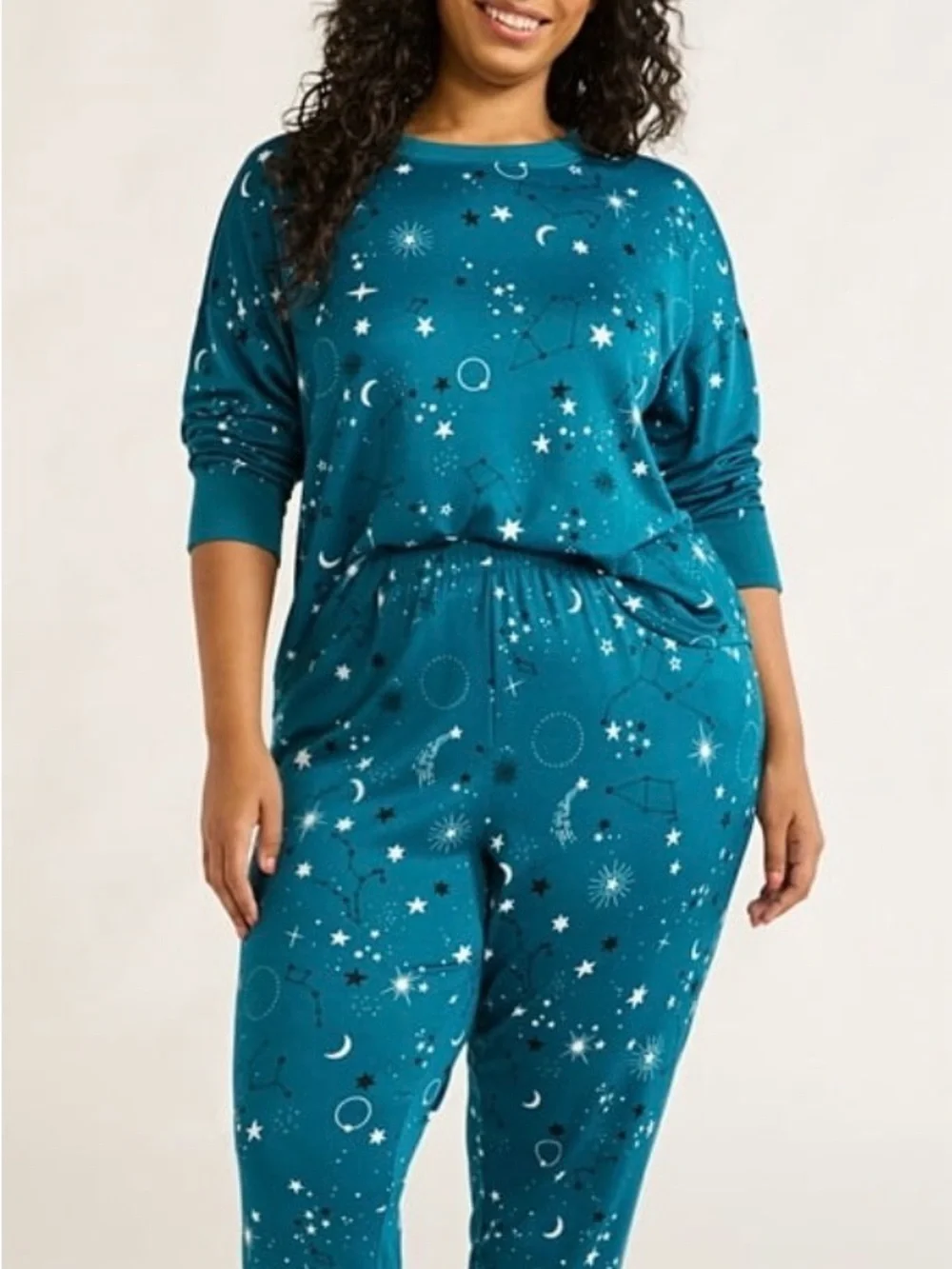 Women’s Teal Star Constellation Pajama Set with Socks